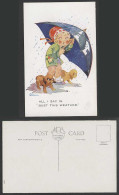 Delcampe - Agnes Richardson Old Postcard All I Say Is Bust This Weather, Rain, Dogs Puppies - Non Classés