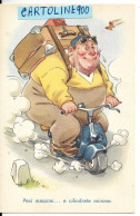 Delcampe - Lambretta Vespa Umoristica Pesi Massimi E Cilindrate Minime Veduta Uomo Di Peso Su Vespa Anni 50 (formato Piccolo) - Motorfietsen