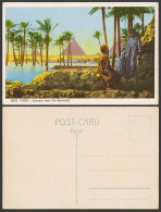 Delcampe - Egypt Old Colour Postcard Cairo Scenery Near The Pyramids, Girl & Boy Palm Trees - Sonstige & Ohne Zuordnung