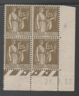 Delcampe - Coin Daté Du Timbre De France N° 0287 Du 21 9 32 Neuf ** - Autres & Non Classés