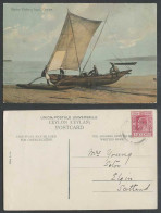 Delcampe - Ceylon KE7 6c 1905 Old Colour Postcard Native Fishing Boat & Fishermen On Beach - Sri Lanka (Ceylon)