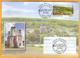 Delcampe - 2012 Moldova Moldavie Moldau  Europa Cept Private FDC Monastery Curci Christianity, Architecture, Tourism - 2012