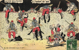 Delcampe - CPA Fantaisie Militaria A L'assaut Du Mur - Humour