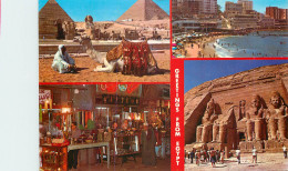 Delcampe - CPM Greetings From Egypt Camel Riders At The Pyramid Of Giza Alexandria Stanly Beah - Sonstige & Ohne Zuordnung