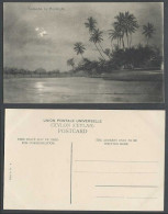 Delcampe - Ceylon Old Postcard Colombo By Moonlight Moon Night Palm Trees Panorama Lake N.6 - Sri Lanka (Ceylon)