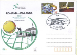 Delcampe - TENNIS, DAVIS CUP ROMANIA VS FINLANDA, CLUJ, CATHEDRAL, STATUE, FLOWER, SNAKE, SPECIAL POSTCARD, 2012, ROMANIA; - Tennis