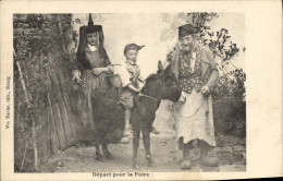 Delcampe - CPA Folklore Depart Pour La Foire Ane Mule - Kostums