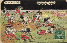 Delcampe - CPA Fantaisie Militaria Exercice Des Taupes - Humour