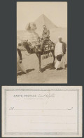 Delcampe - Egypt Old Real Photo UB Postcard Sphinx Pyramid Western Man Camel & Native Guide - Sonstige & Ohne Zuordnung