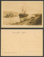 Delcampe - Egypt Old Postcard Canal Of Suez Tussun Curve Steam Ship Steamer, Courbe Tousson - Sonstige & Ohne Zuordnung