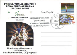 Delcampe - TENNIS, DAVIS CUP ROMANIA VS DENMARK, CLUJ-NAPOCA POSTMARK, FLOWERS, SNAKE, SPECIAL POSTCARD, 2013, ROMANIA; - Tennis