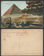 Delcampe - Egypt Old Colour Postcard Grande Pyramide Cheops Great Pyramid, Rocks Native Men - Sonstige & Ohne Zuordnung