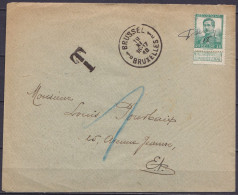 Delcampe - Env. Affr. N°121 Annulation Manuscrite Fortune Pour BRUXELLES Taxée Càd "BRUSSEL /19 XI 1918/ BRUXELLES" (8 Jours Après - Fortune (1919)
