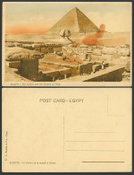 Delcampe - Egypt Old Colour Hand Tinted Postcard Sphinx & Temple At GIZA Pyramid Sunset 21. - Sonstige & Ohne Zuordnung
