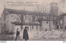 Delcampe - 47) ASTAFFORT - EGLISE SAINTE - GENEVIEVE  - ANIMATION - HABITANTS - CONSTRUCTION - TRAVAUX - 1905 - ( 2 SCANS ) - Astaffort