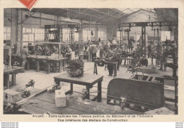 Delcampe - 94) ARCUEIL - ECOLE SPECIALE DES TRAVAUX PUBLICS - VUE INTERIEURE DES ATELIERS DE CONSTRUCTIONS - EN  1910 - 2 SCANS - Arcueil
