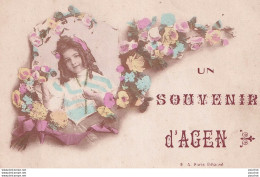 Delcampe - L22-47) AGEN - UN SOUVENIR - PORTRAIT DE FILLETTE AVEC FLEURS - ( 2 SCANS ) - Agen