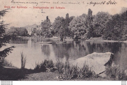 Delcampe - L16- KARLSRUHE - GRUSS AUS - STADTGARTENSEE MIT FESTHALLE  - EN 1907 -    ( 2 SCANS ) - Karlsruhe