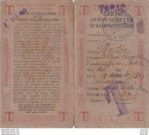 Delcampe - L15- CARCASSONNE - AUDE -  CARTE INDIVIDUELLE D ' ALIMENTATION - 1919  - ( 2 SCANS ) - Documents Historiques