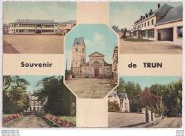 Delcampe - L36-61) TRUN - ORNE - SOUVENIR - HOTEL DE VILLE - LES ECOLES - EGLISE - CHATEAU - AVENUE CAVEE D 'AUGE - ( 2 SCANS ) - Trun