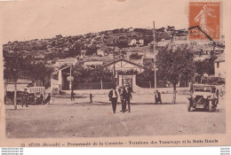 Delcampe - 34) SETE - CETTE - HERAULT - PROMENADE DE LA CORNICHE - TERMINUS DES  TRAMWAYS ET LA BUTTE RONDE - ANIMATION - Sete (Cette)