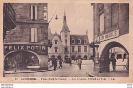 Delcampe - 33) LIBOURNE - PLACE ABEL SURCHAMP - LES ARCADES ET L' HOTEL DE VILLE - MAGASIN FELIX POTIN ET AU BON DIABLE - (2 SCANS) - Libourne
