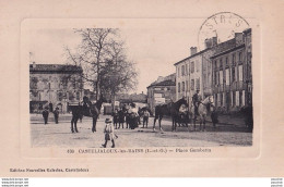 Delcampe - L35-47) CASTELJALOUX LES BAINS - PLACE  GAMBETTA  - ANIMATION - CAVALIERS - CHEVAUX - EN 1922 - ( 2 SCANS  ) - Casteljaloux