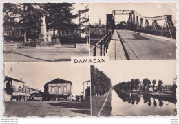Delcampe - L37-47) DAMAZAN - MONUMENT AUX MORTS - PONT DE SAINT LEGER - BORDS DU CANAL - PLACE DES CAFES - ( 2 SCANS ) - Damazan