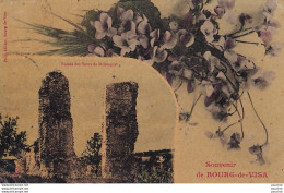 Delcampe - L20-82) BOURG DE VISA - SOUVENIR - RUINES DES TOURS DE MOISSAGUET - AVEC  FLEURS  TULIPES - ( 2 SCANS ) - Bourg De Visa