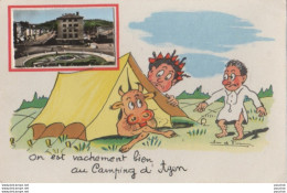 Delcampe - 47) AGEN - ON EST VACHEMENT BIEN AU CAMPING D ' AGEN - ILLUSTRATEUR JEAN DE PREISSAC - 1964 - 2 SCANS - Agen