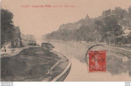Delcampe - L4-47) AGEN - CANAL DU MIDI - QUAI DES BATEAUX - PENICHE - EN 1908 - Agen
