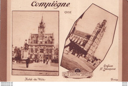Delcampe - COMPIEGNE (OISE) HOTEL DE VILLE ET EGLISE ST. JACQUES - CARTE PUB LABORATOIRE DE LA CARNINE LEFRANCQ - 1943 - 2 SCANS - Compiegne