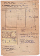 Delcampe - Facture Congé Du 29/08/1959 Vins En Gros, Bière, Limonade, Sirops, Eaux Minérales Vve Joseph Termoz Tullins Isère* - 1950 - ...