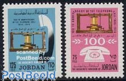 Delcampe - Jordan 1977 Telephone Centenary 2v, Mint NH, Science - Telecommunication - Telephones - Télécom