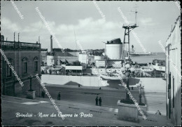 Delcampe - U611 Cartolina Brindisi Citta' Nave Da Guerra In Porto - Brindisi
