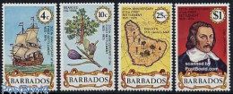 Delcampe - Barbados 1975 History 4v, Mint NH, History - Nature - Transport - Various - Explorers - Fruit - Trees & Forests - Ship.. - Explorateurs