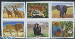 Delcampe - Brazil 2007 Zoo Animals 6v , Mint NH, Nature - Animals (others & Mixed) - Birds - Cat Family - Elephants - Giraffe - M.. - Neufs