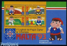 Delcampe - Malta 1993 European Picolo Games S/s, Mint NH, Sport - Cycling - Sailing - Sport (other And Mixed) - Tennis - Cyclisme