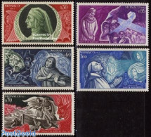 Delcampe - Monaco 1966 Dante 5v, Mint NH, Nature - Transport - Cat Family - Snakes - Ships And Boats - Art - Authors - Ungebraucht
