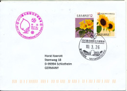 Delcampe - Taiwan Cover Sent Air Mail To Germany Topic Stamps Taipei International Flora Expo - Cartas & Documentos