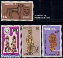 Delcampe - Nigeria 1982 National Museum 4v, Mint NH, Nature - Cat Family - Art - Museums - Sculpture - Museos