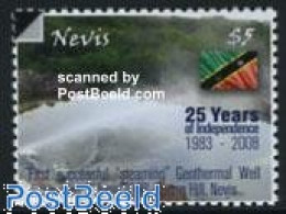 Delcampe - Nevis 2008 25 Years Independence 1v, Mint NH, History - Nature - Flags - Water, Dams & Falls - St.Kitts-et-Nevis ( 1983-...)