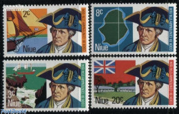 Delcampe - Niue 1974 James Cook 4v, Mint NH, History - Transport - Various - Explorers - Ships And Boats - Maps - Explorateurs