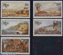 Delcampe - Niue 1978 Discovery Of Hawaii 5v, Mint NH, History - Transport - Explorers - Ships And Boats - Art - Paintings - Explorateurs