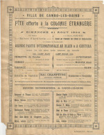 Delcampe - CAMBO - LES - BAINS , FETE OFFERTE A LA COLONIE ERTANGERE LE 21 AOUT 1904 : LE PROGRAMME - Programs