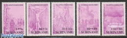 Delcampe - Suriname, Republic 1987 Easter, Rembrandt Paintings 5v, Mint NH, Religion - Religion - Art - Rembrandt - Surinam