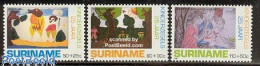 Delcampe - Suriname, Republic 1988 Child Welfare 3v, Mint NH, Art - Children Drawings - Surinam