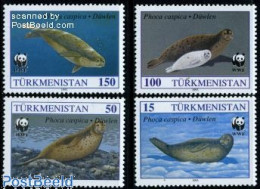 Delcampe - Turkmenistan 1993 Seals 4v, Only WWF, Mint NH, Nature - Sea Mammals - World Wildlife Fund (WWF) - Turkmenistan