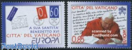 Delcampe - Vatican 2008 Europa, Letters 2v, Mint NH, History - Religion - Europa (cept) - Pope - Art - Handwriting And Autographs - Neufs