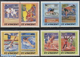 Delcampe - Saint Vincent 1984 Olympic Games 4x2v [:], Mint NH, Sport - Cycling - Judo - Olympic Games - Swimming - Weightlifting - Cyclisme
